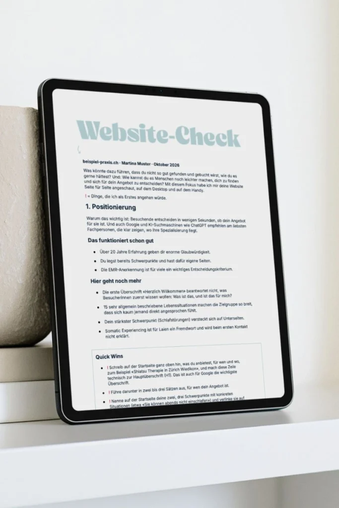 website check shiatsu praxis screen